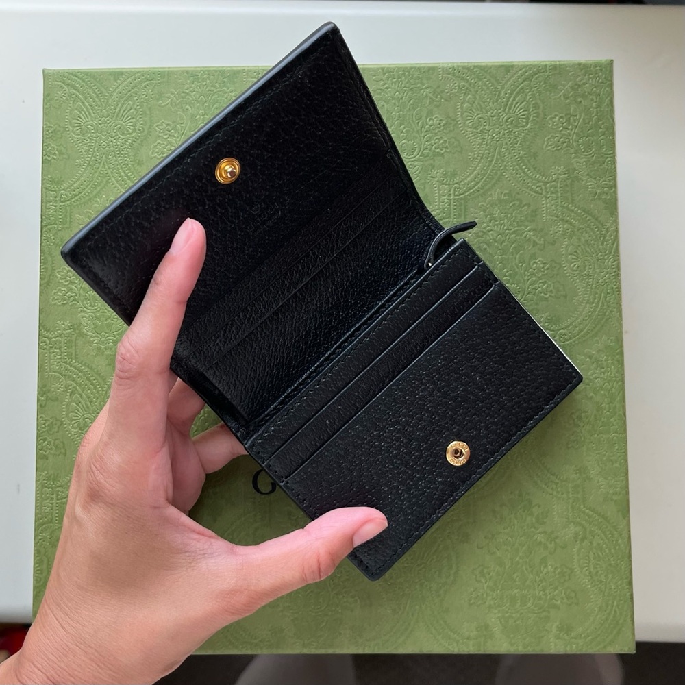 Gucci Black Leather Wallet with Red and Green Stripe - Picture 2 of 3